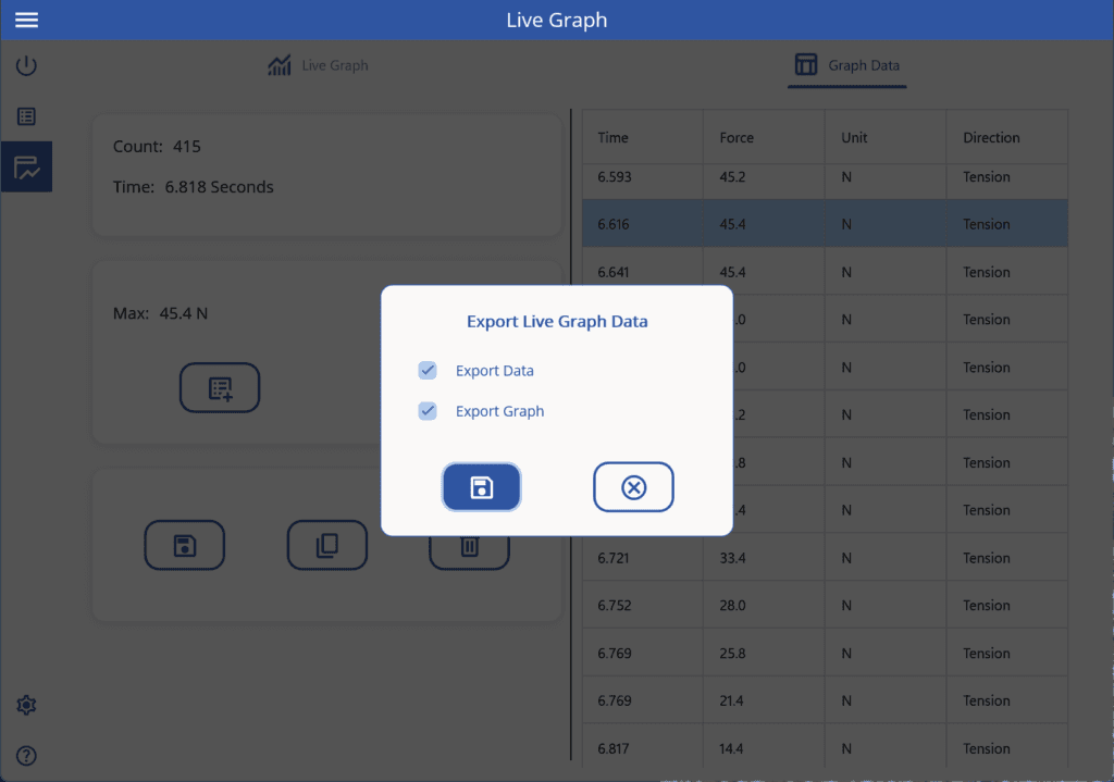 NexGraph Live Data Page