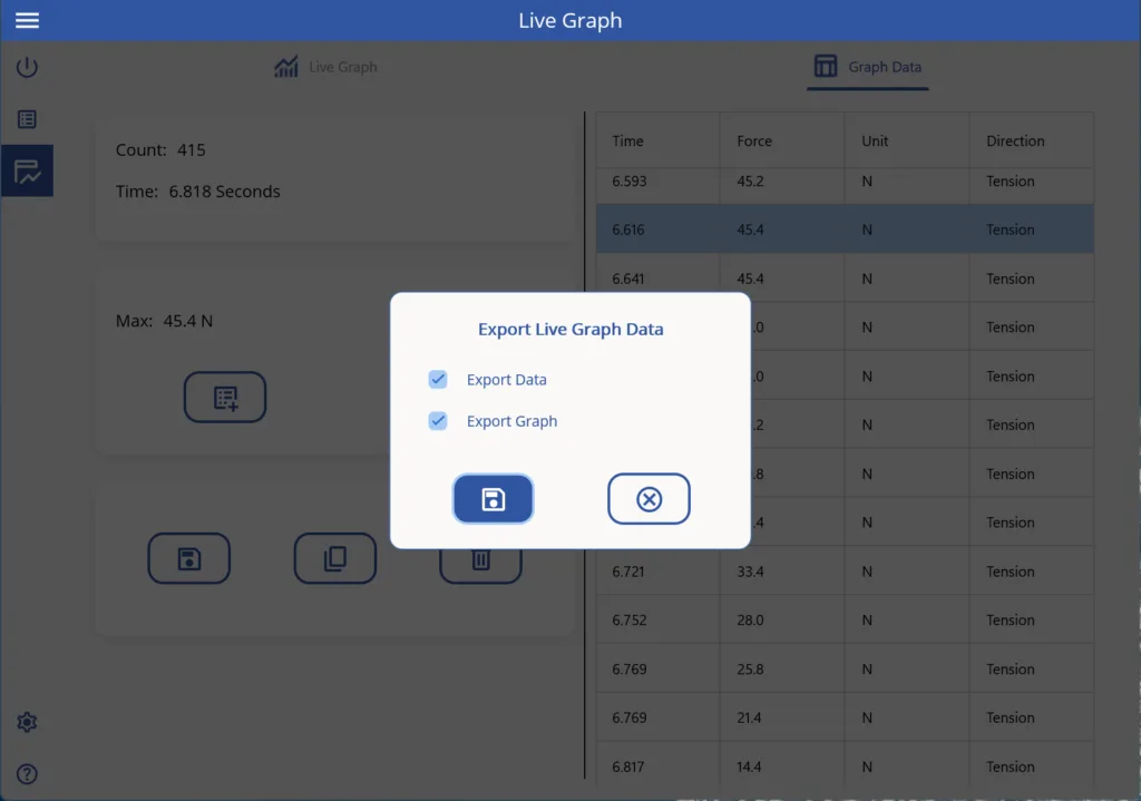 NexGraph Live Data Page